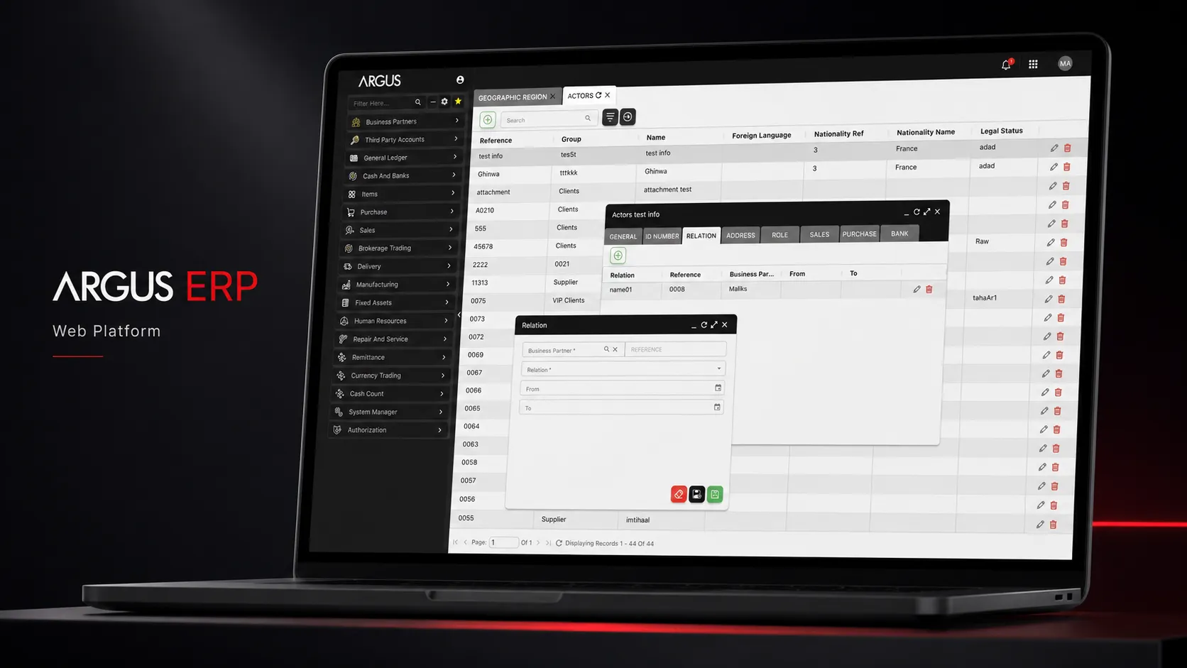 Argus — ERP for Web & Mobile — Main Platform