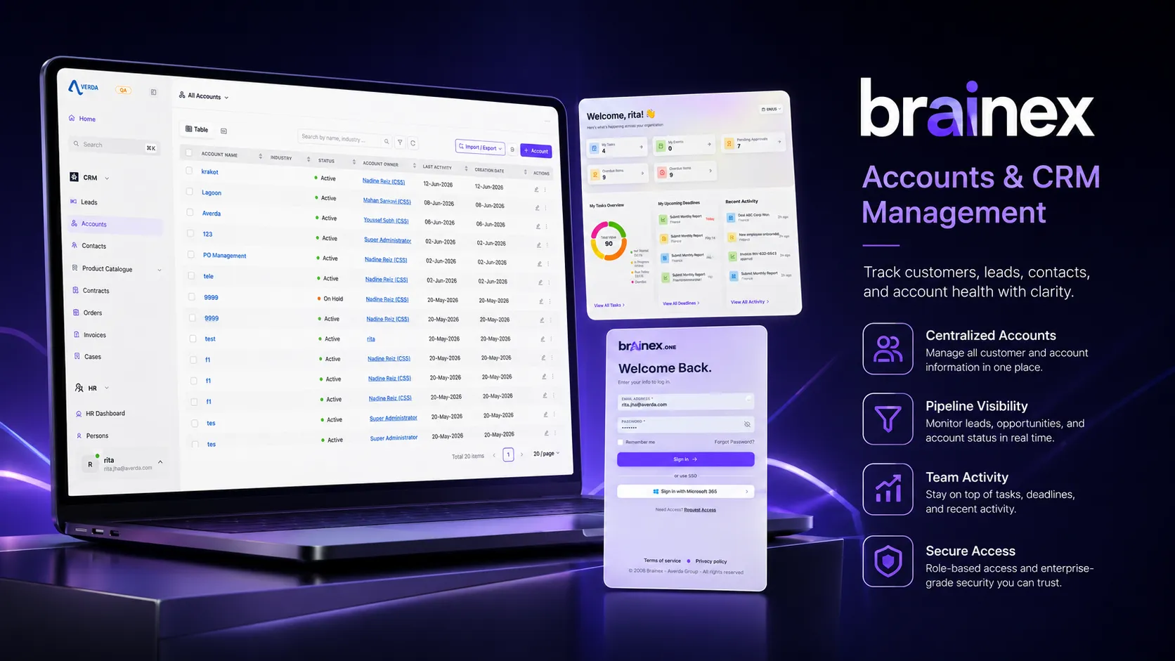 Brainex — Modular CRM / ERP Platform — Feature Focus